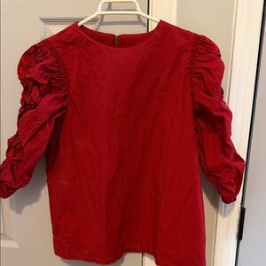 Mango Red Puff Sleeve Blouse